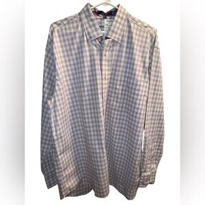 Alan Flusser Light Lavender Checkered Button Down Shirt Size Large NWT